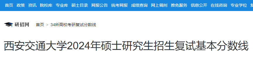 陕西：西安交通大学2024年硕士研究生招生复试分数线-无忧考