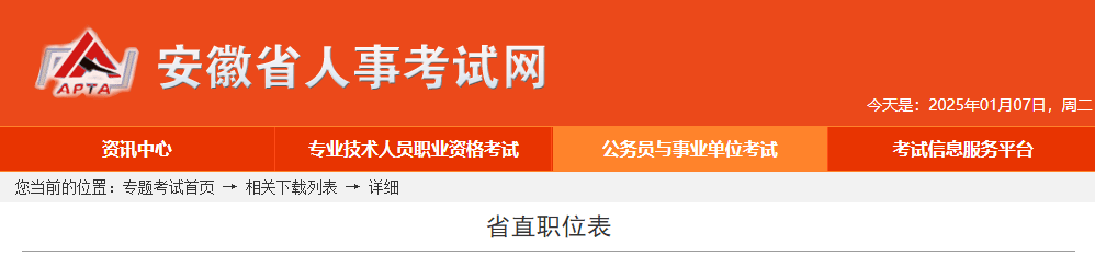 2025年安徽省直公务员考试职位表-无忧考